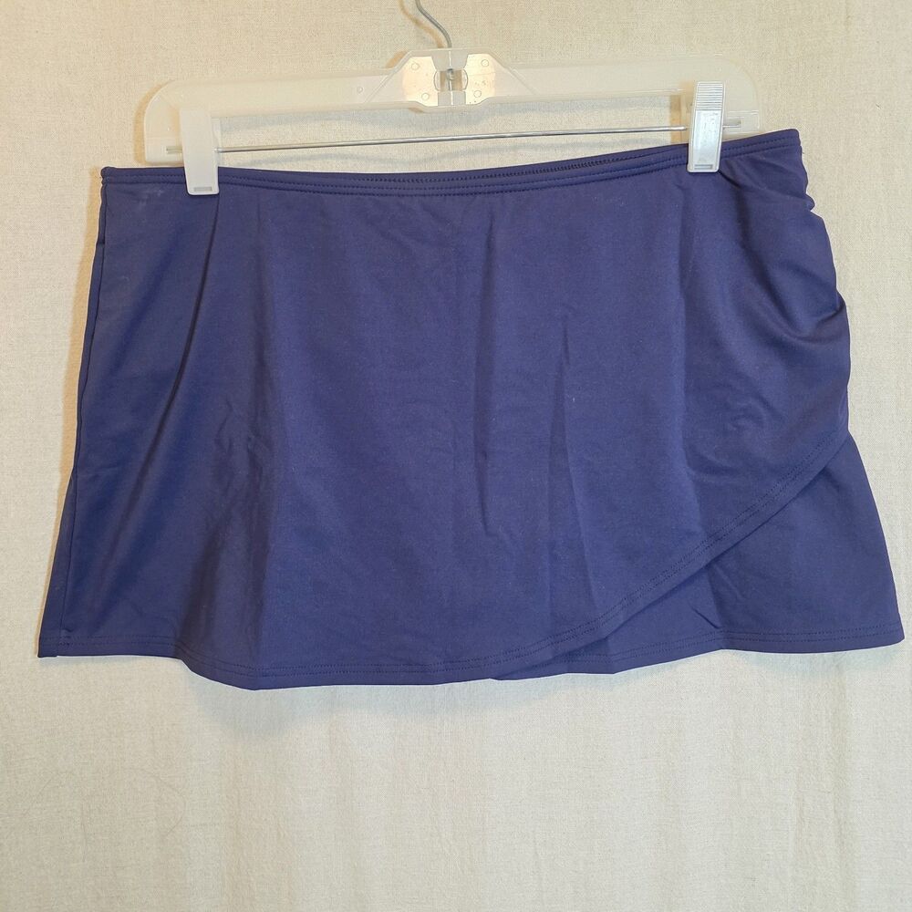 Lands End Womens 12 Swim Skirt Bottom Navy Blue Resort Beach Modest F3482